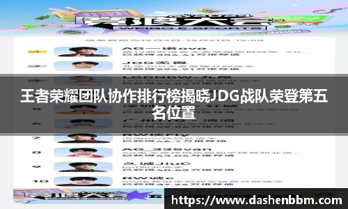 王者荣耀团队协作排行榜揭晓JDG战队荣登第五名位置